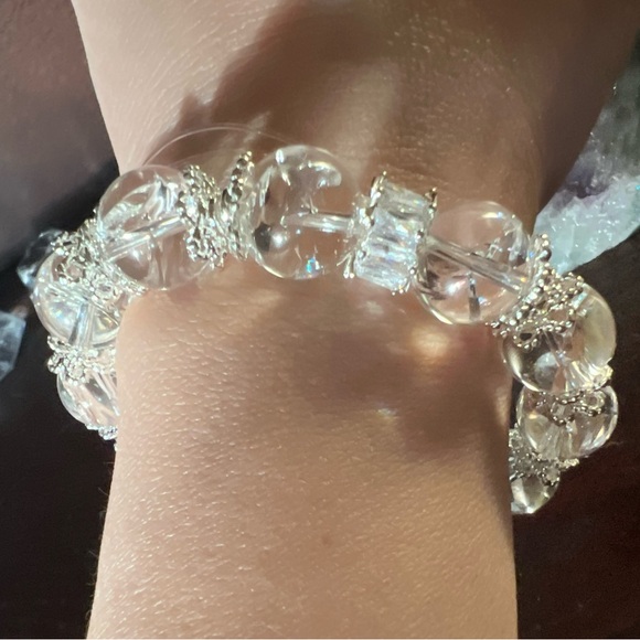 Customized Rainbow Clear Quartz Bracelet with Crystal Spacer - Picture 3 of 4